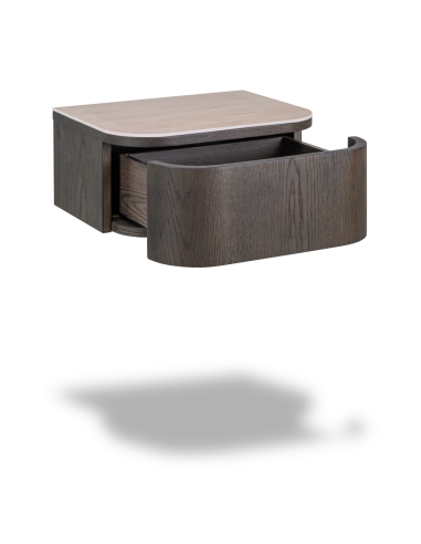 2-Drawer Nightstand Travertine-Effect Top NANDO