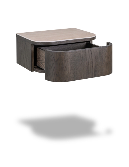 Nachttisch 2 Schubladen Platte in Travertin-Optik NANDO