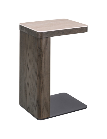 Table d'Appoint Plateau Effet Travertin NANDO