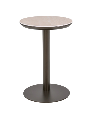 Table d'Appoint Ronde Plateau Effet Travertin RITZ
