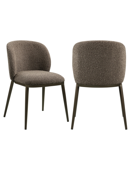 Chaise de Salle à Manger Tissu Bouclé Brun GANDY