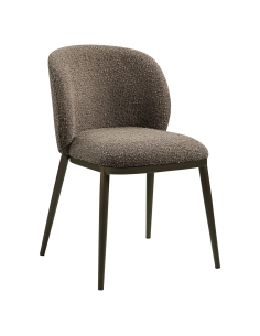 Chaise de Salle à Manger Tissu Bouclé Brun GANDY 2
