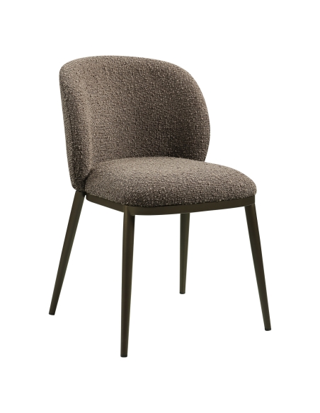 Sedia da pranzo in tessuto bouclé marrone GANDY