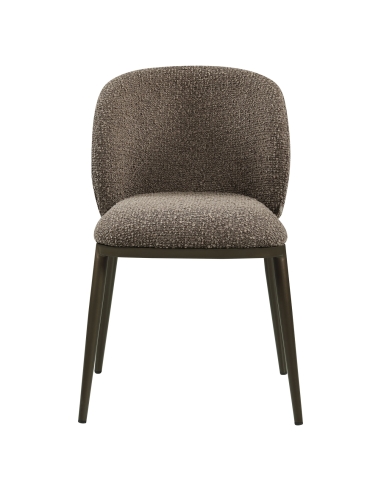 Chaise de Salle à Manger Tissu Bouclé Brun GANDY