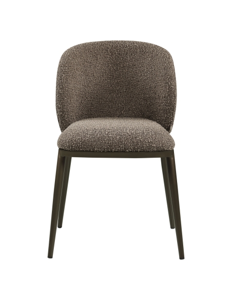 Chaise de Salle à Manger Tissu Bouclé Brun GANDY