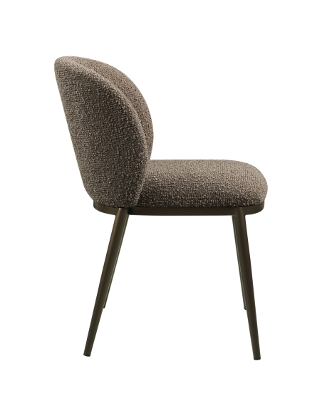 Chaise de Salle à Manger Tissu Bouclé Brun GANDY