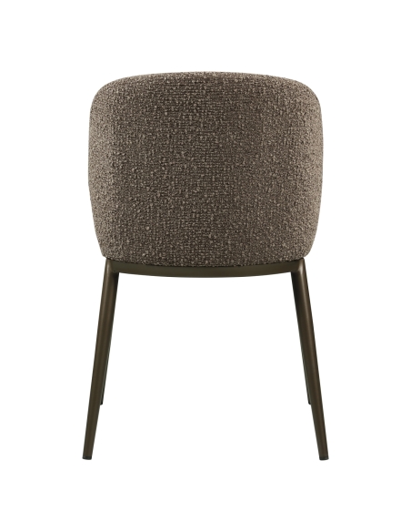 Chaise de Salle à Manger Tissu Bouclé Brun GANDY