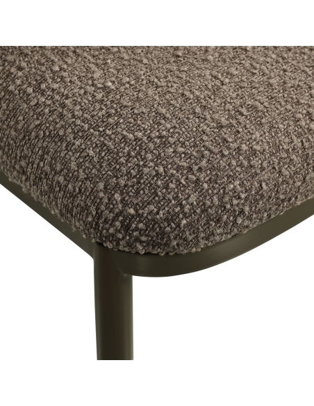 Chaise de Salle à Manger Tissu Bouclé Brun GANDY