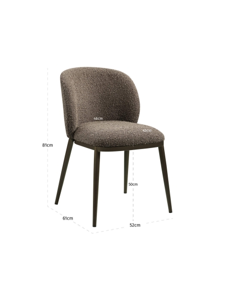 Chaise de Salle à Manger Tissu Bouclé Brun GANDY