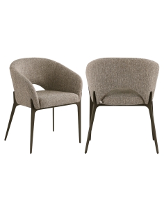 Silla de comedor con reposabrazos tweed marrón KENZI