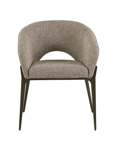 Sedia da pranzo con braccioli in tweed marrone KENZI