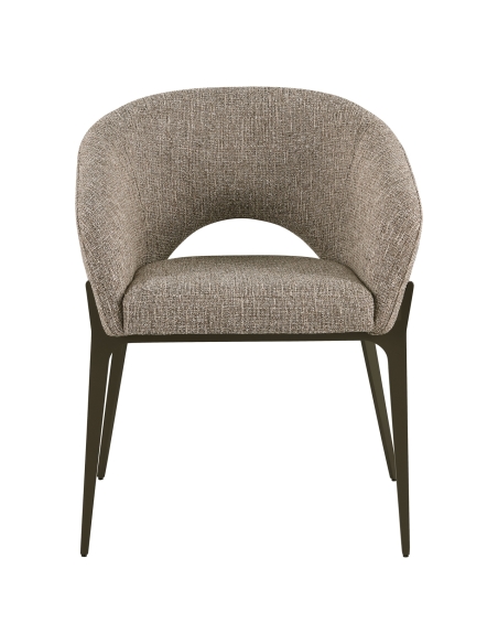 Brown Tweed Dining Chair with Armrests KENZI