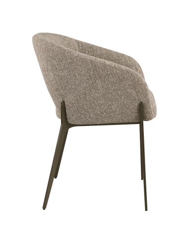 Sedia da pranzo con braccioli in tweed marrone KENZI