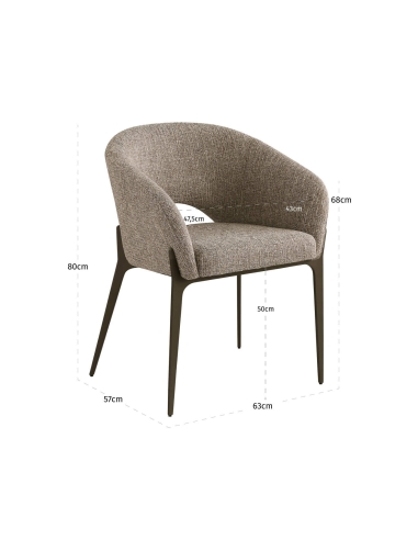 Chaise de Salle à Manger Accoudoirs Tweed Brun KENZI