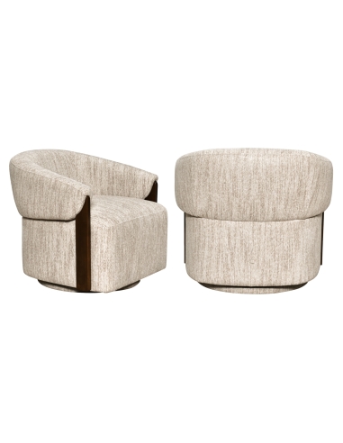 Fire-Resistant Swivel Armchair Natural Weave MARINA
