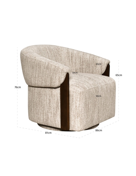 Fire-Resistant Swivel Armchair Natural Weave MARINA