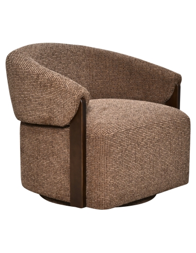 Fire-Resistant Swivel Armchair Brown Weave MARINA