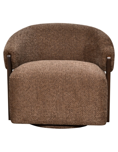 Fire-Resistant Swivel Armchair Brown Weave MARINA