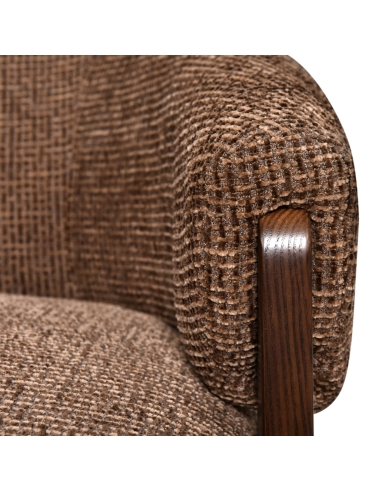 Fire-Resistant Swivel Armchair Brown Weave MARINA