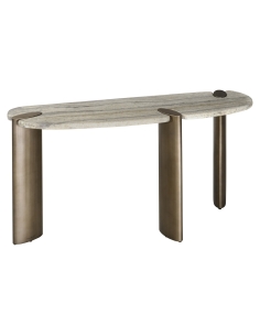 Console Plateau Travertin Piètement Bronze ARCADIA