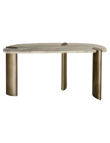 Console Plateau Travertin Piètement Bronze ARCADIA