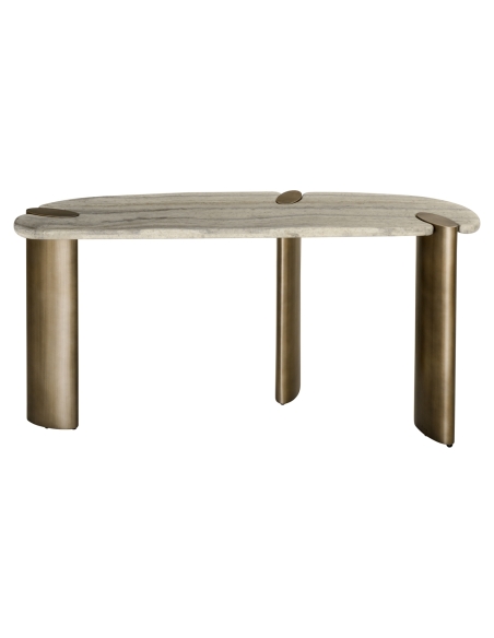 Console in travertino con base in bronzo ARCADIA