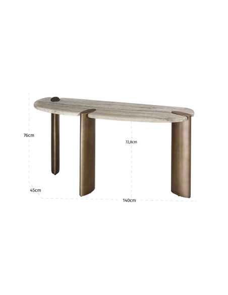 Konsole Travertinplatte Bronze-Gestell ARCADIA