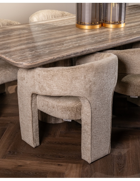Beige tonvormige eetkamerstoel BELLE | Loft