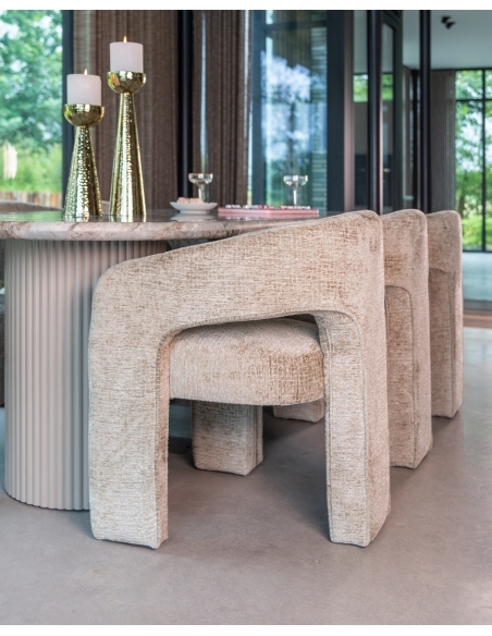 Chaise de salle à manger tonneau beige BELLE | Loft