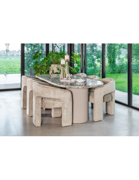 Chaise de salle à manger tonneau beige BELLE | Loft