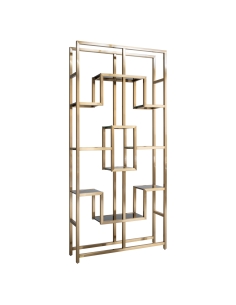Étagère vitrine asymétrique dorée MAGNUS | Loft
