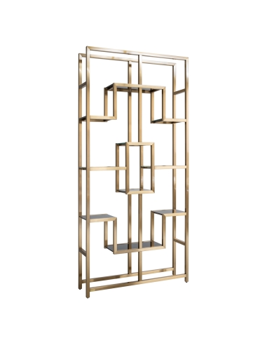 Étagère vitrine asymétrique dorée MAGNUS | Loft