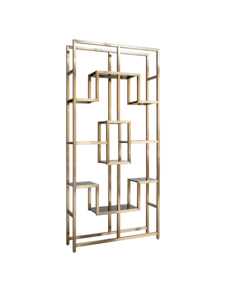 Étagère vitrine asymétrique dorée MAGNUS | Loft