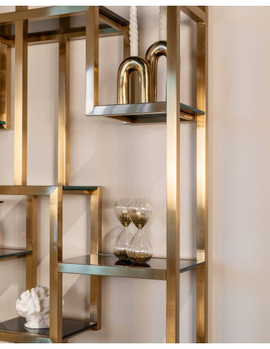 Étagère vitrine asymétrique dorée MAGNUS | Loft