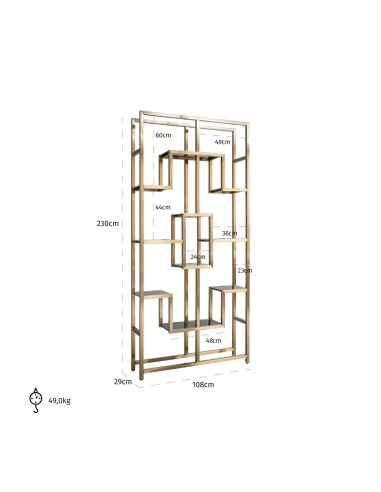 Étagère vitrine asymétrique dorée MAGNUS | Loft
