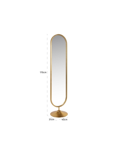 Espelho oval de pé dourado MOYA | Loft