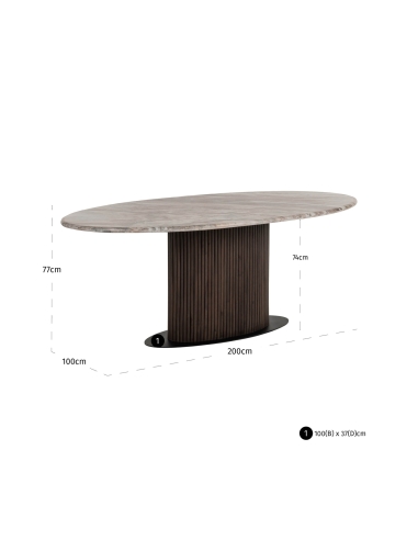 Table à manger ovale marbre beige 200 RASHFORD | Loft
