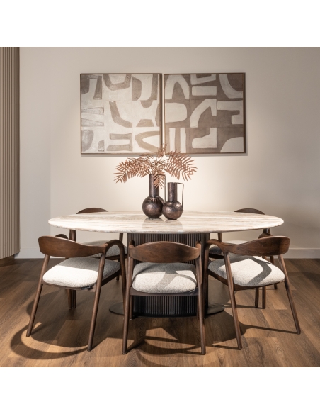 Oval beige marble dining table 200 RASHFORD | Loft