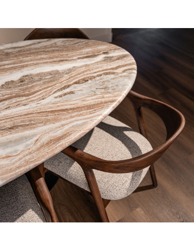 Table à manger ovale marbre beige 200 RASHFORD | Loft