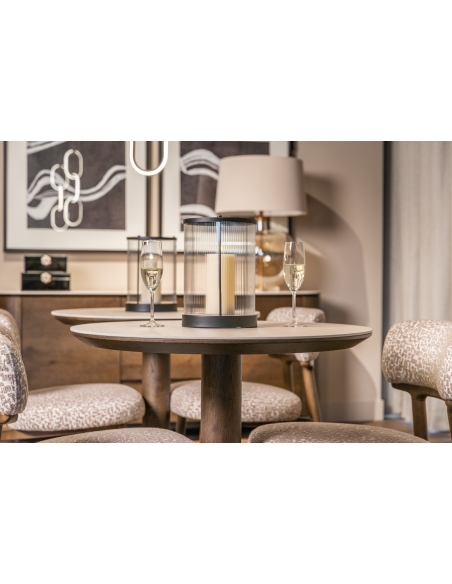 Table bistro ronde effet travertine 75 RITZ | Loft