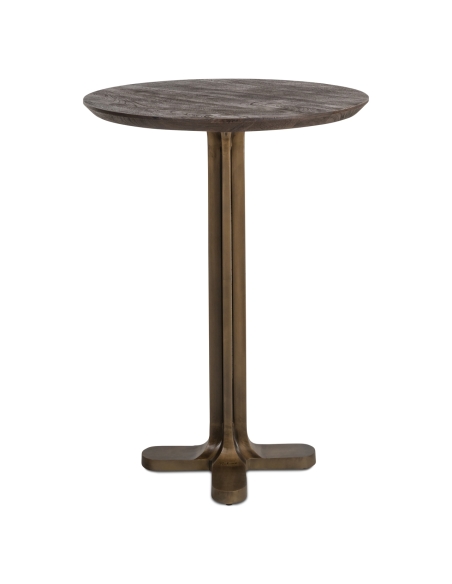 Mesa de bar redonda de madera marrón bronce REVELIN | Loft