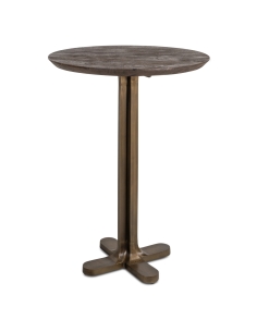 Table de bar ronde bois brun bronze REVELIN | Loft 2