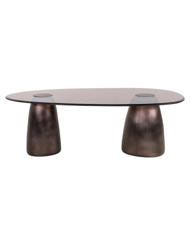 Mesa de centro oval em vidro fumado bronze HAYDEN | Loft