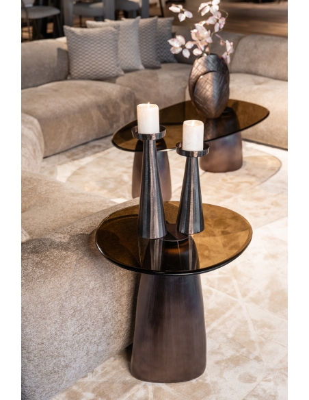 Mesa de centro oval em vidro fumado bronze HAYDEN | Loft