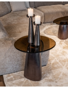 Table d'appoint verre fumé bronze HAYDEN | Loft 2
