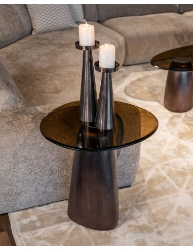 Table d'appoint verre fumé bronze HAYDEN | Loft