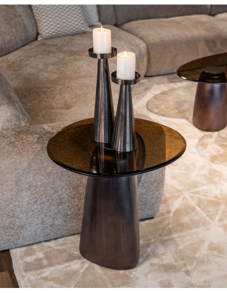 Table d'appoint verre fumé bronze HAYDEN | Loft
