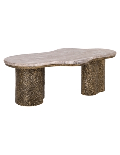 Table basse marbre laiton vieilli ABANDOS | Loft