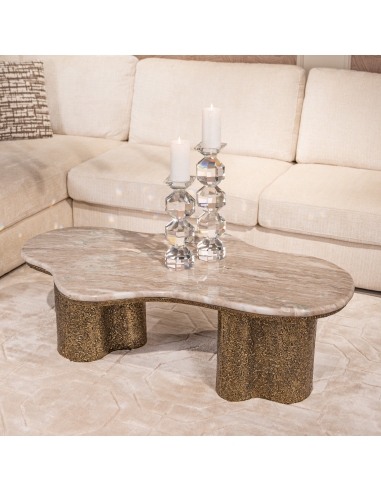 Couchtisch Marmor gealtertes Messing ABANDOS | Loft