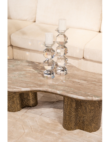 Table basse marbre laiton vieilli ABANDOS | Loft